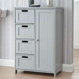 GFW Single Door 4 Drawer Grey Colonial Floor Cabinet