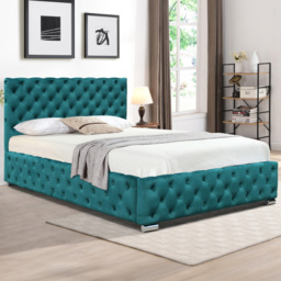 Comfy Living Double Green Tufted Fabric Bed Frame