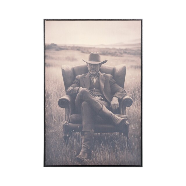 Vintage Sepia Cowboy Framed Canvas - image 1