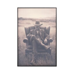 Vintage Sepia Cowboy Framed Canvas - thumbnail 1