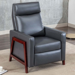 Furniture Online Riley Modern Air Leather Grey Pushback Recliner Accent Chair