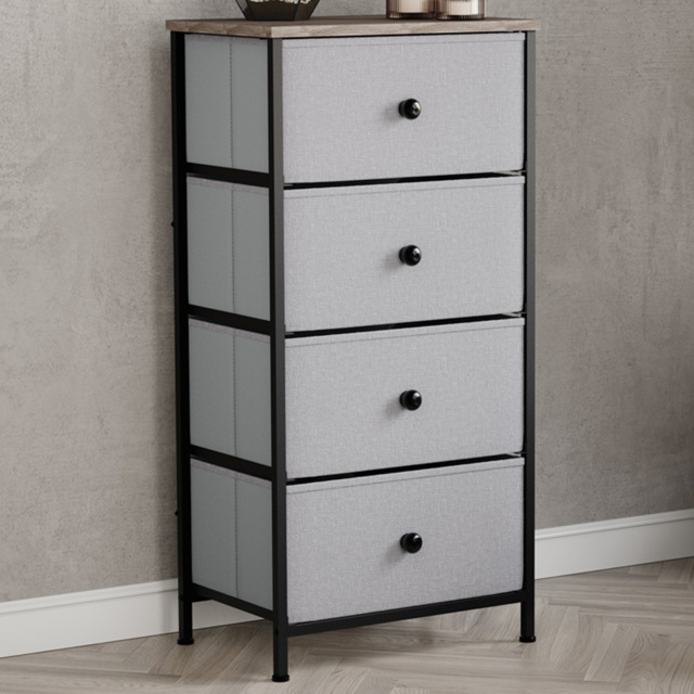 Vida Designs Chorley Beige and Grey Wood Fabric 4 Drawer Chest of Drawer - image 1