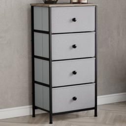 Vida Designs Chorley Beige and Grey Wood Fabric 4 Drawer Chest of Drawer - thumbnail 1