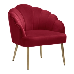 Sophia Velvet Scallop Accent Chair - Raspberry - thumbnail 2