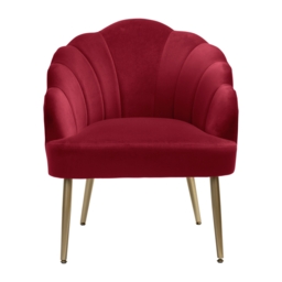 Sophia Velvet Scallop Accent Chair - Raspberry - thumbnail 3
