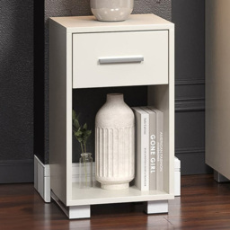 Lido Single Drawer White High Gloss Bedside Table - thumbnail 1
