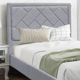 Brooklyn Single Light Grey Padded Headboard Bed Frame - thumbnail 2