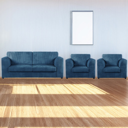Luxor 5 Seater Marine Blue Jumbo Cord Sofa Set with Full Back