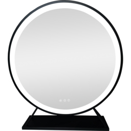 Round Standing Hollywood LED Mirror Black