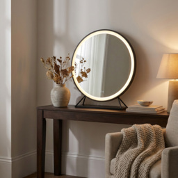 Round Standing Hollywood LED Mirror Black - thumbnail 4