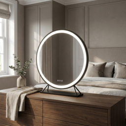 Round Standing Hollywood LED Mirror Black - thumbnail 2