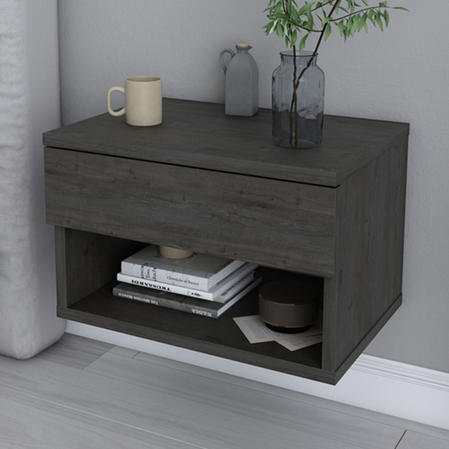 Decorotika Jamot Single Drawer Single Shelf Wenge Floating Bedside Table - image 1