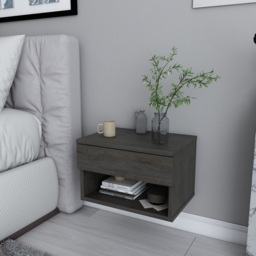 Decorotika Jamot Single Drawer Single Shelf Wenge Floating Bedside Table - thumbnail 4