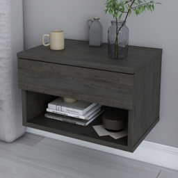 Decorotika Jamot Single Drawer Single Shelf Wenge Floating Bedside Table - thumbnail 1