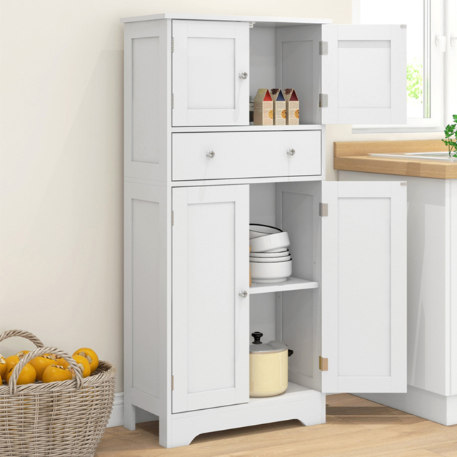 Portland White 4 Door Single Drawer Kitchen Cupboard - image 1