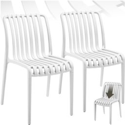 tectake Alcudia White Plastic Stackable Garden Chair Set of 2 - thumbnail 2