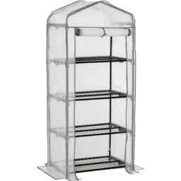 Outsunny White PE 4-Tier Mini Greenhouse 2.3 x 1.6ft - thumbnail 1