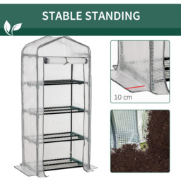 Outsunny White PE 4-Tier Mini Greenhouse 2.3 x 1.6ft - thumbnail 3