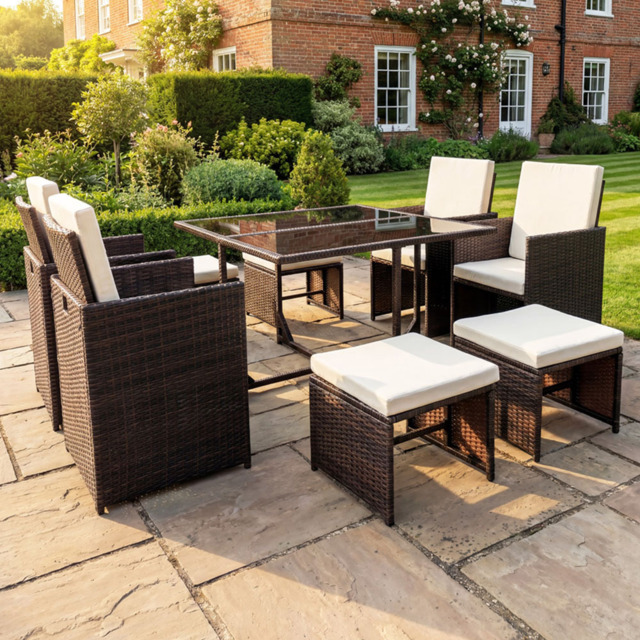 Artemis Home Giulia 8 Seater Brown Rattan Cube Garden Lounge Set - image 1