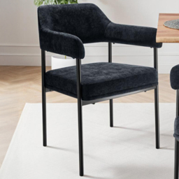 tectake Doe Black Woven Fabric Armchair Set of 4