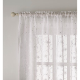 Belle Embroidered Voile Panel Curtain White 140 x 122cm - thumbnail 2