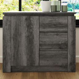 GFW Canyon Grey Single Door 3 Drawer Storage Unit