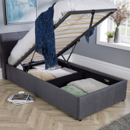 Home Source Upholstered Single Hopsack Ottoman Bed Frame - thumbnail 4