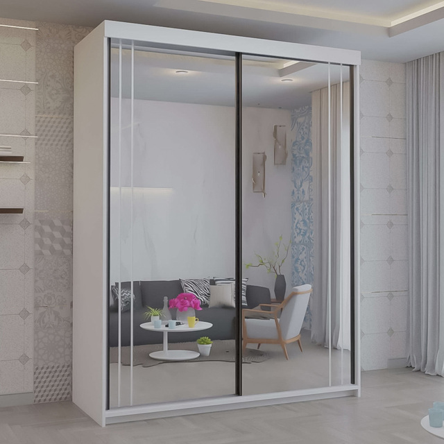 Sliding Wardrobes 4U Smart White 2 Door Mirror Wardrobe - image 1
