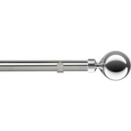 New Edge Blinds Chrome Fixed Length Eyelet Metal Curtain Pole Set with Sphere Finial 300cm
