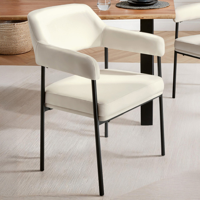 tectake Doe White Velvet Fabric Armchair Set of 2 - image 1