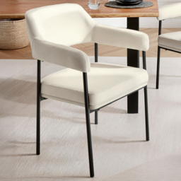 tectake Doe White Velvet Fabric Armchair Set of 2