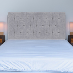 Bedmaster Lona Super King Size Seal Grey Naples Velvet Buttoned Headboard