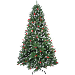 Snow Flocked Artificial Christmas Tree with Pine Cones 7ft