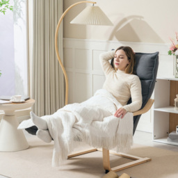 Portland Dark Grey Birch Wood Lounge Chair - thumbnail 3