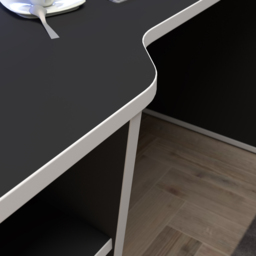 Florence Tezaur 4 Shelf Black LED Gaming Desk with White Trim - thumbnail 4