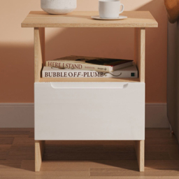 Crowndale Milan White Gloss and Bardolino Oak Single Drawer Lamp Table Ready Assembled