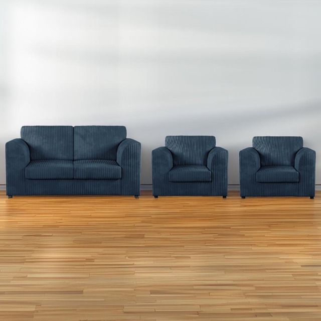 Luxor 4 Seater Navy Blue Jumbo Cord Sofa Set with Full Back - image 1
