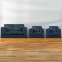 Luxor 4 Seater Navy Blue Jumbo Cord Sofa Set with Full Back - thumbnail 1
