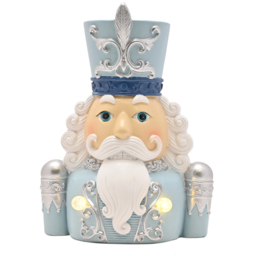 The Seasonal Gift Co Blue and White Light Up Nutcracker Bust Decoration 22cm - thumbnail 2