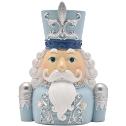 The Seasonal Gift Co Blue and White Light Up Nutcracker Bust Decoration 22cm - thumbnail 1