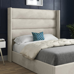 Nuno Silver Small Single Velvet Upholstered Bed Frame with Straight Winged Headboard - thumbnail 3