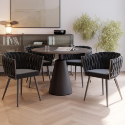 tectake Astano Black Dining Chair Set of 4