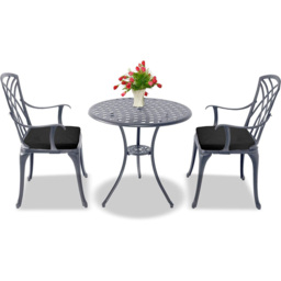 Centurion Oshowa Grey and Black 2 Seater Cast Aluminium Garden Bistro Set with Cushions - thumbnail 4