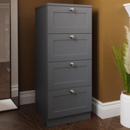 FWStyle Artus Dark Grey 4 Drawer Panelled Chest of Drawers - thumbnail 1