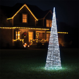 Xmas Haus Cone Shaped 300 White Micro LED Silver Light Tower 3ft - thumbnail 2