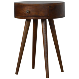 Artisan Furniture Chestnut Single Drawer Solid Wood Nordic Circular Bedside Table - thumbnail 3
