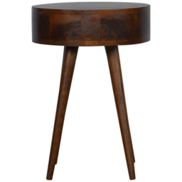 Artisan Furniture Chestnut Single Drawer Solid Wood Nordic Circular Bedside Table - thumbnail 4
