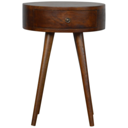 Artisan Furniture Chestnut Single Drawer Solid Wood Nordic Circular Bedside Table - thumbnail 2