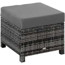 Outsunny Mixed Grey PE Rattan Footstool with Padded Seat - thumbnail 2