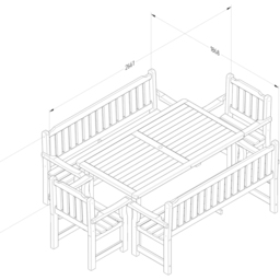 Forest Garden Rosedene 6 Seater Outdoor Dining Table and Bench Set - thumbnail 4